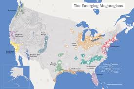 This Infographic Provides Information For The Growing Cities In The U S It Provides A Map To Show What The Emerging Mega Regions A Depopulation Us Map Usa Map