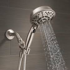 Delta Faucet 75716sn 7 Spray Head Shower Head Handheld Dual H2okinetic In Spotshield Brushed Nickel Video Shower Heads Delta Faucets Bathroom Faucets Brushed Nickel