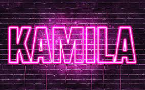 Последние твиты от kamila (@kamilaofficiel). Download Wallpapers Kamila 4k Wallpapers With Names Female Names Kamila Name Purple Neon Lights Horizontal Text Picture With Kamila Name For Desktop Free Pictures For Desktop Free
