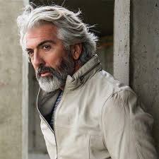 Check this one from our top 20 list of hairstyles for older men. 42 Hairstyles For Men With Silver And Grey Hair Men Hairstyles World Grey Hair Men Silver Hair Men Grey Beards