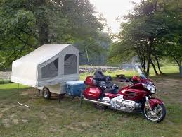 Kompact Kamp Mini Mate Motorcycle Camper Trailer Behind A Honda Goldwing Motorcycle Campers Motorcycle Camper Trailer Motorcycle Tent