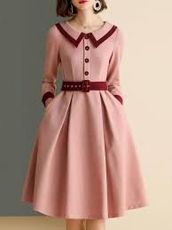 Peter Pan Collar Swing Dress With Pocket Jolly Vintage Elegant Dresses For Women Elegant Midi Dresses Casual Dresses For Women