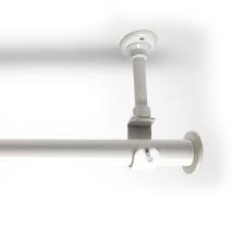 Roomdividersnow 36 In 56 In Hanging Single Curtain Rod With Brackets In White Wrod56 The Home Depot Hanging Curtain Rods Ceiling Curtain Rod Curtain Rods