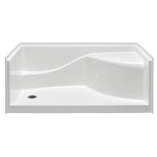 Aquatic Coronado 60 In X 30 In Single Threshold Left Drain Shower Pan In White With Built In Shower Bench Ax6030spanl Wh Shower Pan Shower Bench Diy Bathroom Storage