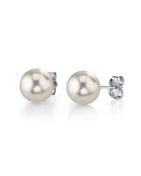 7 0 7 5mm White Akoya Pearl Stud Earrings