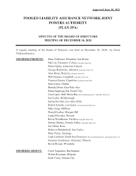 POOLED LIABILITY ASSURANCE NETWORK JOINT POWERS AUTHORITY (PLAN JPA)