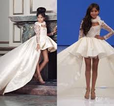 Birthday Dresses For Teens Hi Lo Girls Pageant Dresses For Teens Halter Satin Lace Long Sleeves Communion Dress Party Birthday Pageant Dresses Party Dress Teens Pageant Dresses For Teens