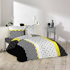 Parure Housse De Couette Yellowmetric Style Formes Geometrique Noire Et Jaune Parure De Lit Housse De Couette Housse De Couette 200x200