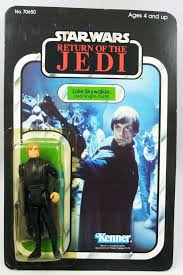Luke skywalker's 2nd lightsaber after dropping his blue lightsaber (along with a hand) in the empire strikes back, luke builds his own lightsaber, as all jedis are supposed to do anyway. Star Wars Rotj 1983 Kenner 65back B Luke Skywalker Jedi Knight Outfit Blue Lightsaber