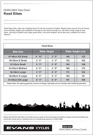 road bike size chart free download