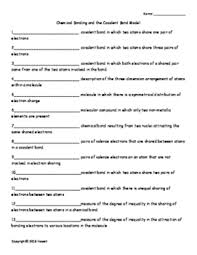 The following quiz asks you some tough questions about the bond franchise. Chemical Bonding And The Covalent Bond Model Quiz Or Worksheet For Chemistry