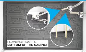 Helps disperse and pool water evenly, can be cut through to accommodate plumbing/pipes and extremely flexible it's also extremely absorbent and a nice addition to protect against under sink leaks or spill in kitchens or vanities. Amazon Com Xtreme Mats Under Sink Kitchen Cabinet Mat Pick Your Size 34 X 22 Waterproof Cabinet Protector Liner Cm 36 Beige Home Kitchen