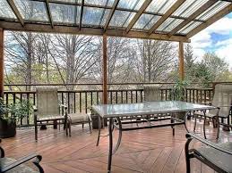 Suntuf clear polycarbonate corrugated roofingsuntuf clear polycarbonate corrugated roofing panels are perfect for covering a patio, deck, or hobby greenhouse. Suntuf 26 In X 12 Ft Polycarbonate Roofing Panel In Clear 101699 The Home Depot Pergola Pergola With Roof Patio Design