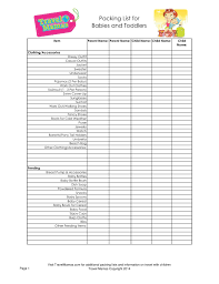 Packing List For Babies And Toddlers Packing List Toddler Baby Toddler