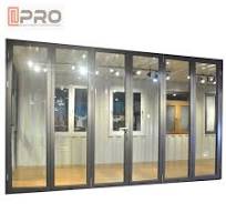 Powder Coated Aluminum Folding Doors For Commercial Buildings Customized  Size automatic folding door security folding do