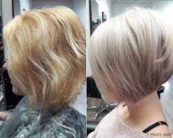 Vorher Nachher Frisuren Gestufter Haarschnitt Bob Kuhles Blond Haarfarbe Fur Kurzhaar Friseur In Berl Gestufter Haarschnitt Haarschnitt Haarschnitt Bilder