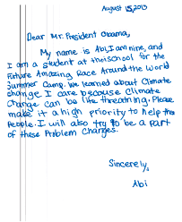 A letter written to the president of the united states requires specific formatting and etiquette. Our Climate Change Lesson And The Letter From President Obama Ischool For The Future