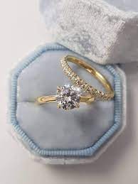 Etsy 2 Carats Round Brilliant Diamond Bridal Set Engagement Ring With Wedding Band 14k Y Engagement Rings Simple Round Wedding Rings Round Cool Wedding Rings