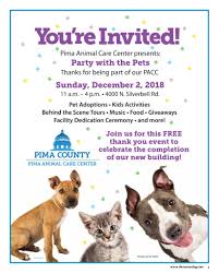A shelter pet's availability can change at any time, so we recommend choosing a few. Pacc Party With The Pets December 2 The Tucson Dog
