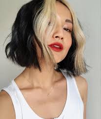 Update that look with a fringe. Black Hair With Platinum Blonde Stripes Strands By Sabletoothtigre Face Framing Hair Hair Color Streaks Hair Styles