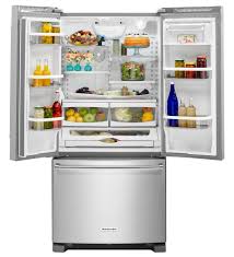 Bright lighting in both the refrigerator and freezer compartments makes it easy to see what's inside. Kitchenaid Krff302ess 33 22 Cu Ft Standard Depth French Door Refr