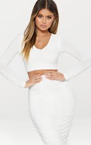 Black And White Long Sleeve Crop Top Black Second Skin Long Sleeve V Neck Crop Top Long Sleeve Crop Top Crop Tops Fashion