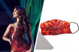 Catriona gray's lava walk, that's it that's the tweet #missuniverse here's another look at catriona gray executing her lava walk to perfection, including slow mo turn, during the evening gown i sat next to catriona gray's parents, and this was their reaction when their daughter, miss. Inspired By Catriona Gray S Lava Gown This Beaded Face Mask Is Worth P25 000 Abs Cbn News