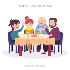 Family Sitting Around Table Free Vector Freepik Freevector In 2020 Cartoon Styles Family Illustration Happy Kids