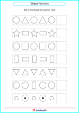 grade 1 shape sequences patterns math school worksheets for primary and elementary math education