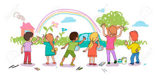 A classic balloon popping game for kids, with colorful graphics, cute animals and various backgrounds! Cute Little Kids Drawing Nature On Wall With Colorful Chalk Boys And Girls Painting White Background Creative Process Paint Art And Creativity Happy Childhood And Recreation Vector Illustration Lizenzfrei Nutzbare Vektorgrafiken Clip