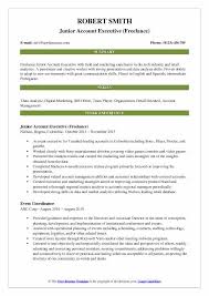 Accounts executive resume writing tips: Junior Account Executive Resume Samples Qwikresume