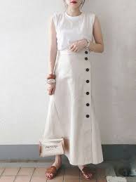 20 choices of long button skirts that make you look more fashionable fashion streetwear fashion women long linen skirt
