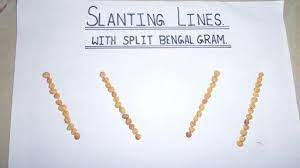 Slanting Line Worksheet Fun Activity For Kids To Make Slanting Line With Split Bengal Gram Writing Worksheets Line Tracing Worksheets Fun Education