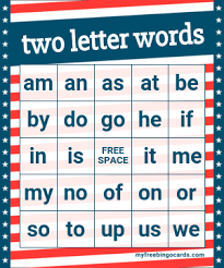 Kids will learn the name of each letter as well the phonetic sound that it makes then interactively play with objects that start with that letter. Two Letter Words Bingo