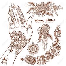 A lot many occasions require the use of henna in. Female Hand And Set Of Traditional Indian Henna Tattoo Elements Royalty Free Cliparts Vectors And Stock Illustration Image 147727895