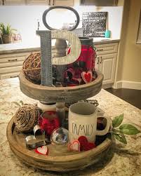 Two Tiered Tray For Valentines Day Rustic Valentine Decor Rustic Valentine Tiered Tray Decor