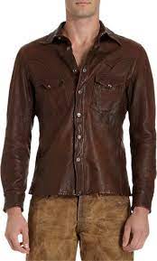 Ralph Lauren Western Casual Shirts For Men Leather Jacket Style Leather Jacket