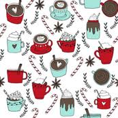 Hot Chocolate Fabric Hot Cocoa Christmas Fabric Peppermint Coffee Peppermint Drinks Cute Holiday Hot Chocolate Cocoa Holiday Hot Chocolate Peppermint Latte