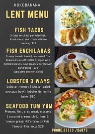 Check spelling or type a new query. Kokobanana Bar Grill Here S Just A Few Of Our Lent Specials On Offer At Kokob Back By Popular Demand Is Our Fish Tacos To Book Or Order Phone 26880 Or 26875 Facebook
