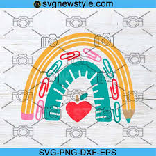 Download School Supply Rainbow Layered Teacher Svg Teach Apple File For Cutting Machines Silhouette Cameo Cricut Commercial Use Digital Design Svg New Style