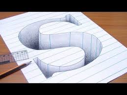 رسم حرف S ثري دي 3d محفور على الورقة خدع بصرية ثري دي 3d Trick Art Youtube Diy Art Painting 3d Art Drawing Illusion Drawings