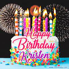 Happy birthday gif is one of the popular ways to celebrate someone's birthday if you cannot come to their party. Amazing Animated Gif Image For Kristen With Birthday Cake And Fireworks Download On Funimada Com