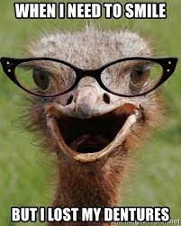 When I Need To Smile But I Lost My Dentures Judgemental Bookseller Ostrich Meme Generator