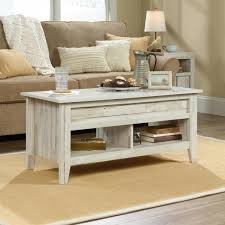 Sauder Dakota Pass 44 In White Plank Large Rectangle Composite Coffee Table With Lift Top 424120 The Home Depot