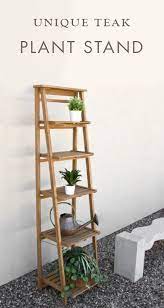 Oversized Ladder Style Teak Plant Stand Plant Stand Indoor Plant Stands Outdoor Plant Stand