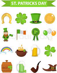 As the legend goes, when st. St Patricks Day Icon Set Design Stock Vector Colourbox