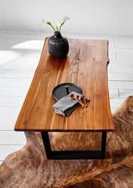 Esstisch massivholz baumscheibe suar holz tisch natur tropenholz 210x110x74cm. Esstisch Baumkante Massiv Akazie Cognac 160 X 85 Schwarz Ida