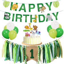 Styling the dessert table is not an easy task infect jungle theme party ideas for toddlers, jungle theme party decoration ideas, safari party ideas for adults, safari birthday party ideas for toddlers. Buy Pratyus Jungle Theme Baby First Birthday Decorations Kit For Girl Boy 1st Birthday Party Supplies Green Highchair Banner Birthday Banner Animal Cake Toppers White And Green Balloons Online In Indonesia B07vllcj54
