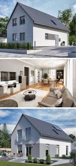 Modernes Einfamilienhaus Design Klassisch Mit Satteldach Architektur Fassade Grau Weiss Eigenheim Bauen Ideen Massivhau Hausbau Fassade Fassade Haus Fassade