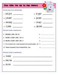 Worksheet Place Value Five And Six Digit Numbers Find The Place Value Of All The Underlined Digits Place Value Worksheets Math Place Value Place Values